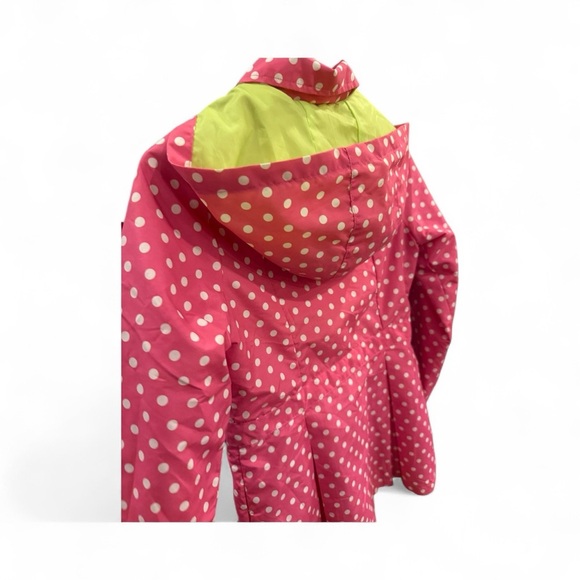 London Fog Pink Polka Dot Hooded Raincoat – Girls Size L (14–16) Barbiecore - Picture 5 of 15